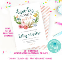 Drive By Baby Shower Invitation 