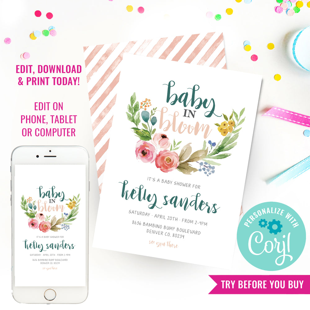 Computer Printable Shower Invitations Baby Shower Invitations Free Computer EDITABLE TEMPLATE Elephant Baby