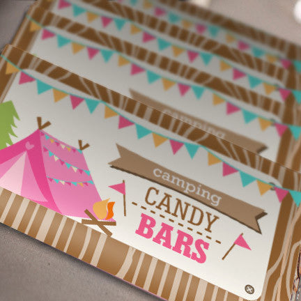 Backyard Camping Party Candy Bar Wrappers for a Girl