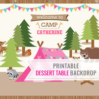 Backyard Camping Tent Party Dessert Table Party Backdrop For a Girl