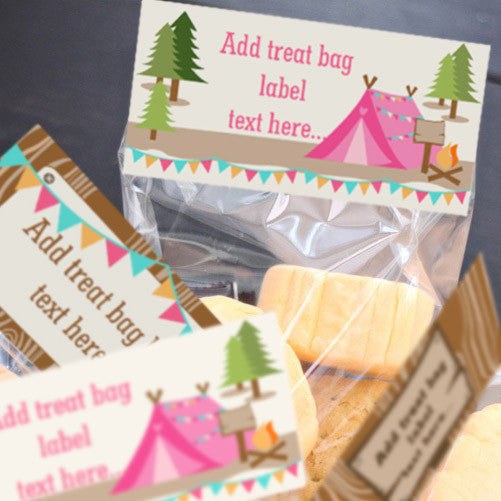 Backyard Camping Party Treat Bag Topper Labels | Treat Bag Toppers