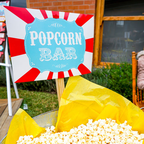 Backyard Carnival Popcorn Bar Printable Set