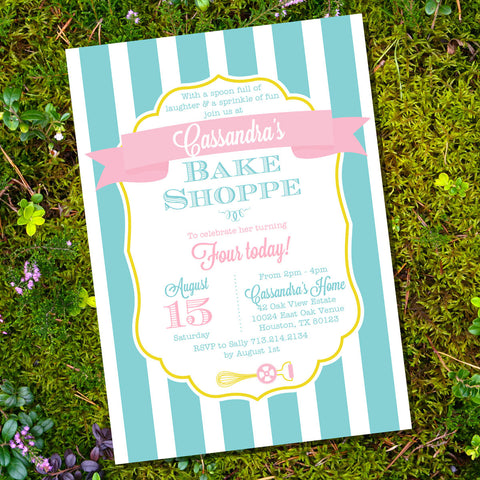 Bake Shoppe Birthday Party Invitation or Baker Baker Invite