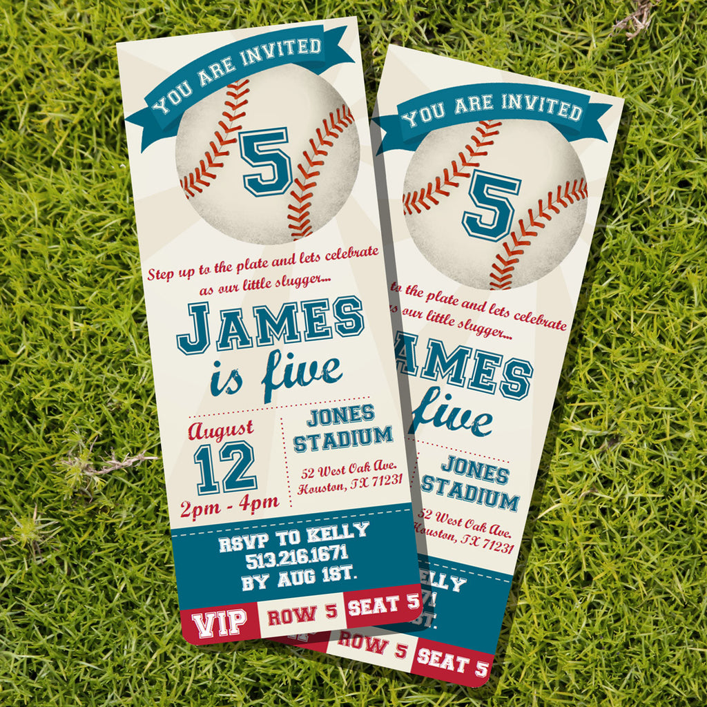 Baseball Ticket Birthday Party Invitation Printable Invite