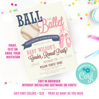 Ball or Ballet Gender Reveal Party Invitation