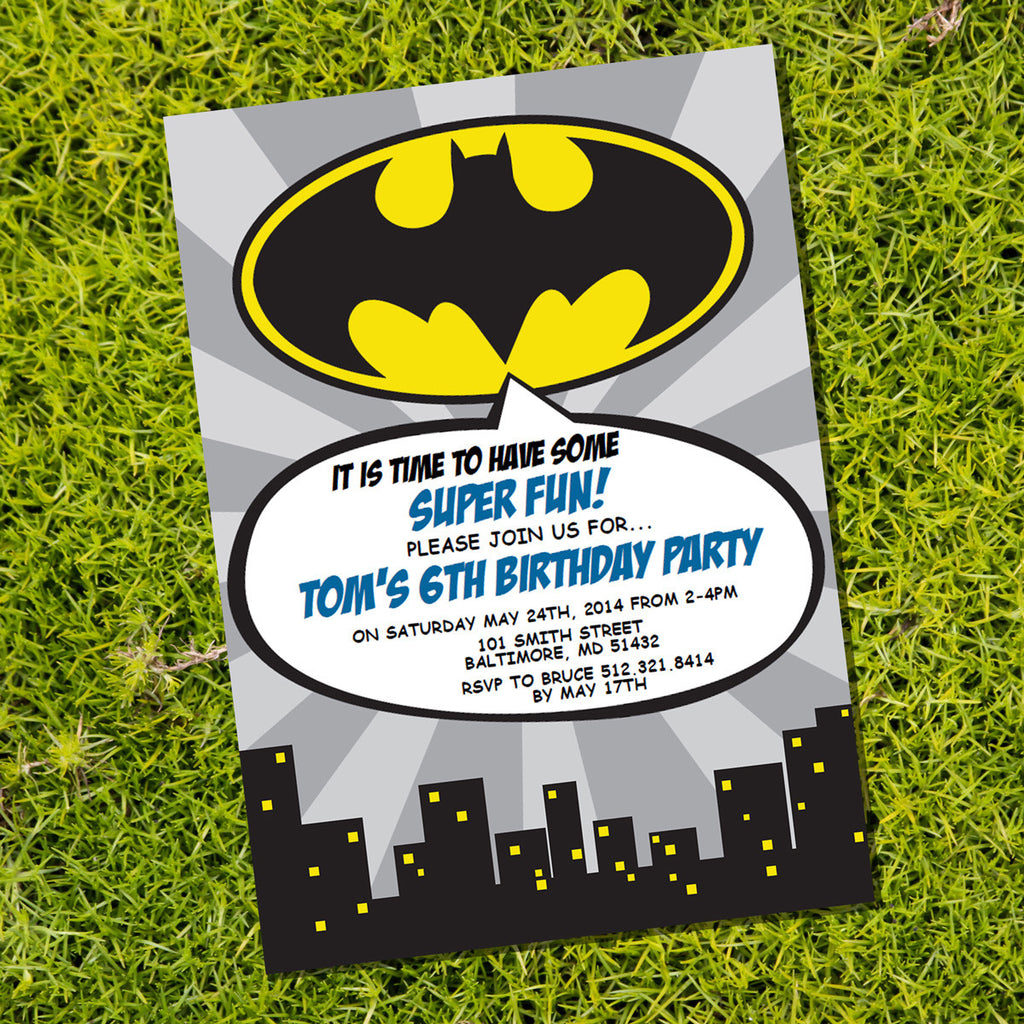 Batman Superhero Party Invitation