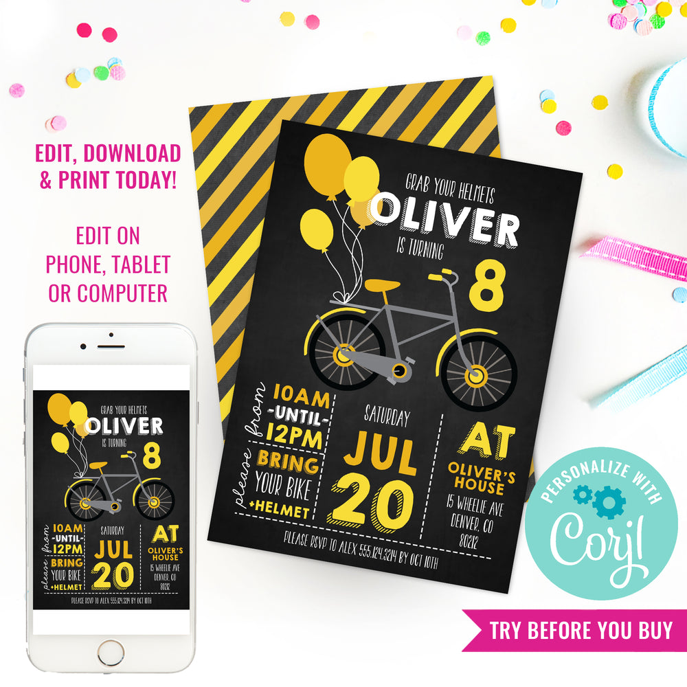 Bicucle Ride Invite Bicycle Theme Party Invitations A Bicycle Birthday Party! MomOf6