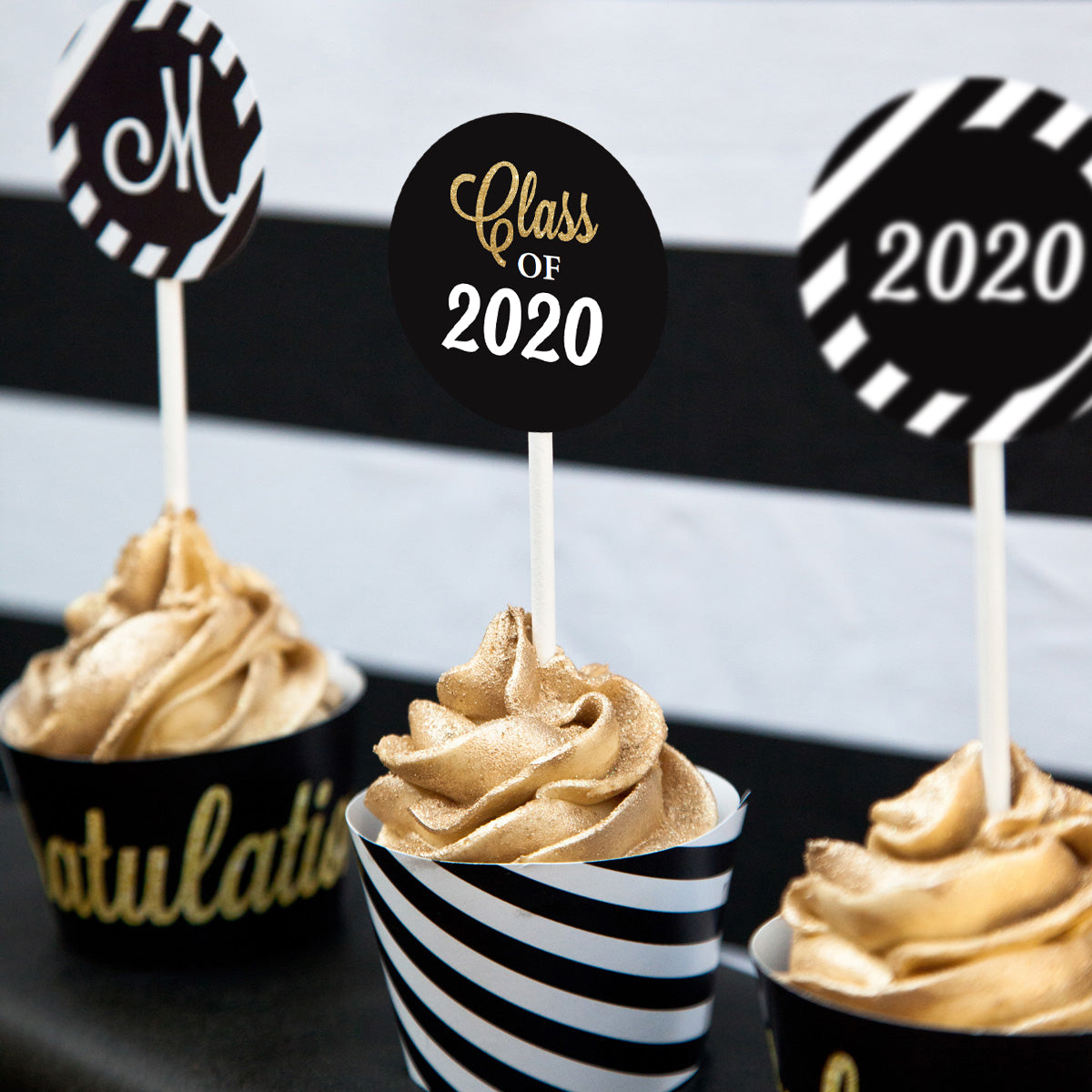 black-and-gold-graduation-cupcake-toppers-cupcake-wrappers-sunshine-parties for Free Printable Housewarming Cupcake Toppers Black and Gold Graduation Cupcake Toppers & Cupcake Wrappers – Sunshine Parties for Free Printable Housewarming Cupcake Toppers