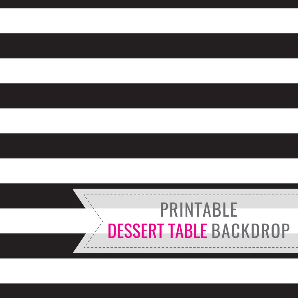 Black and White Stripe Party Table Backdrop