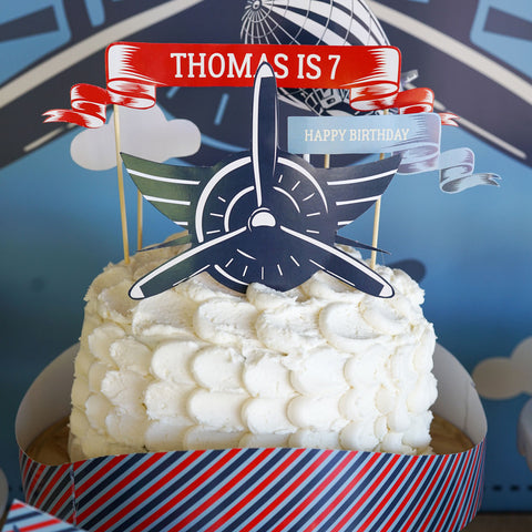 Vintage Blimp and Biplane Cake Topper