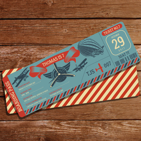 Vintage Airplane Ticket Party Invitation