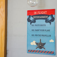 Blimp and Biplane airplane party activity signs