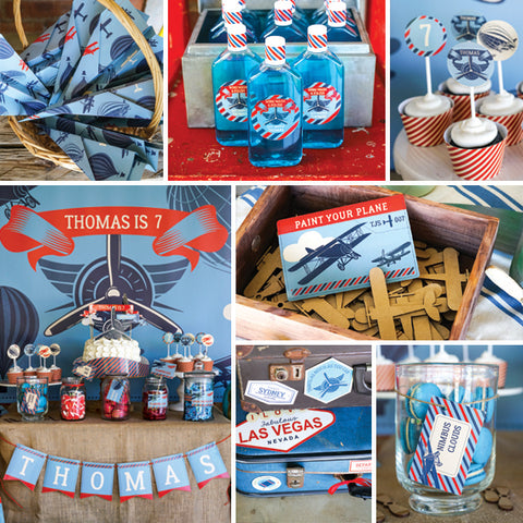 vintage aviation party decor