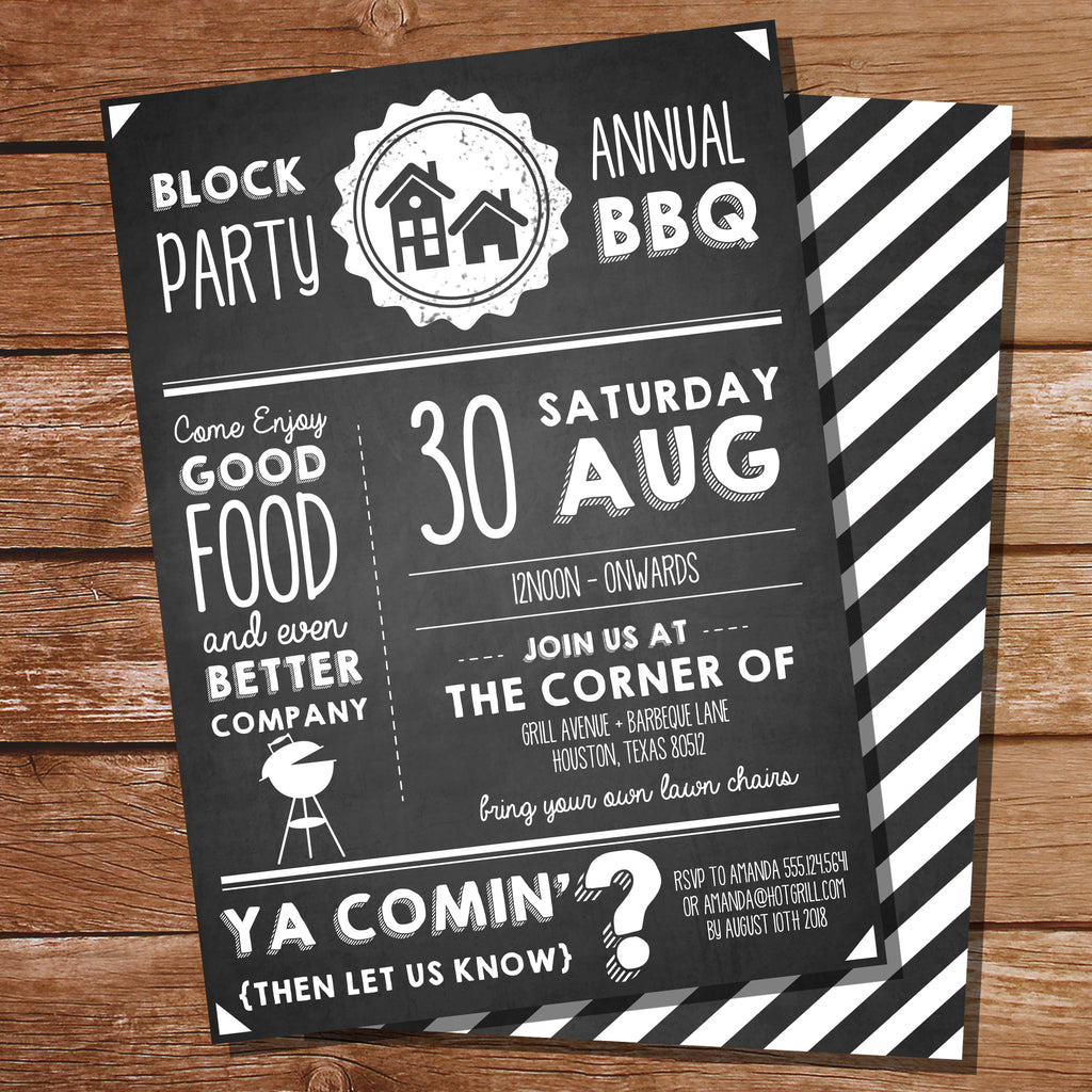 Block Party BBQ Invitation | Street Party Invitation