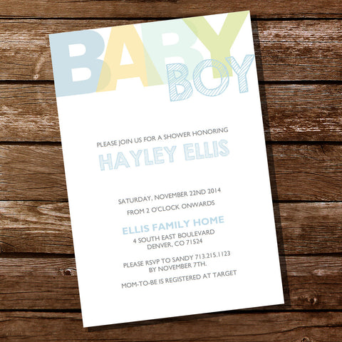 Boy Pastels Baby Shower Invitation
