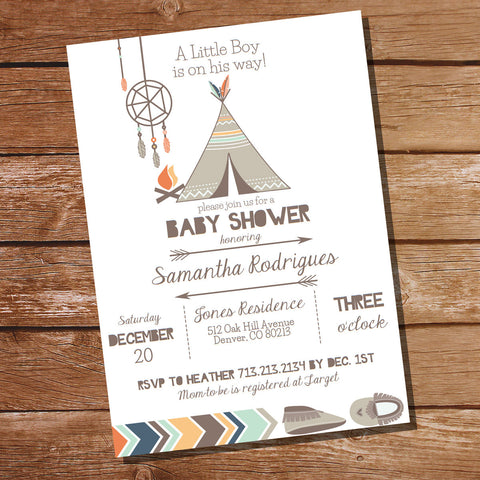 Baby Boy Tribal Shower Invitation