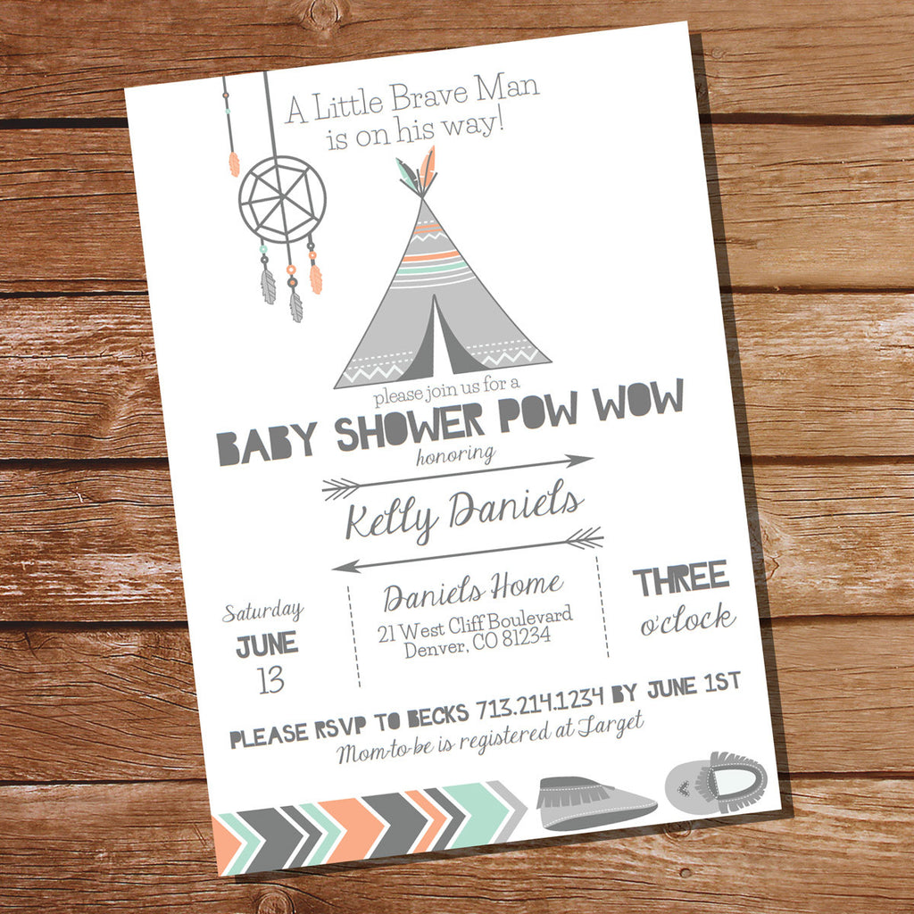 Tribal Baby Shower Party Invitation | Tribal Boy Baby Shower Invitation