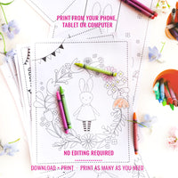 Bunny Birthday Party Activity Game Printable | Floral Bunny Rabbit Party Games | Easter Bunny Printable Activity