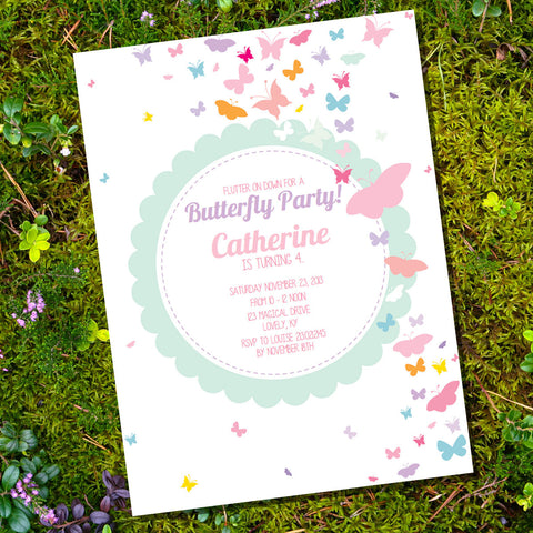 Pastel Butterfly Birthday Party Invitation | Butterfly Party Invite Template