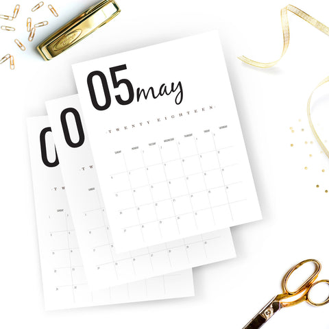 2018 Calendar Planner in Black and White