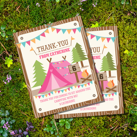 Camping Tent Girls Thank You Card