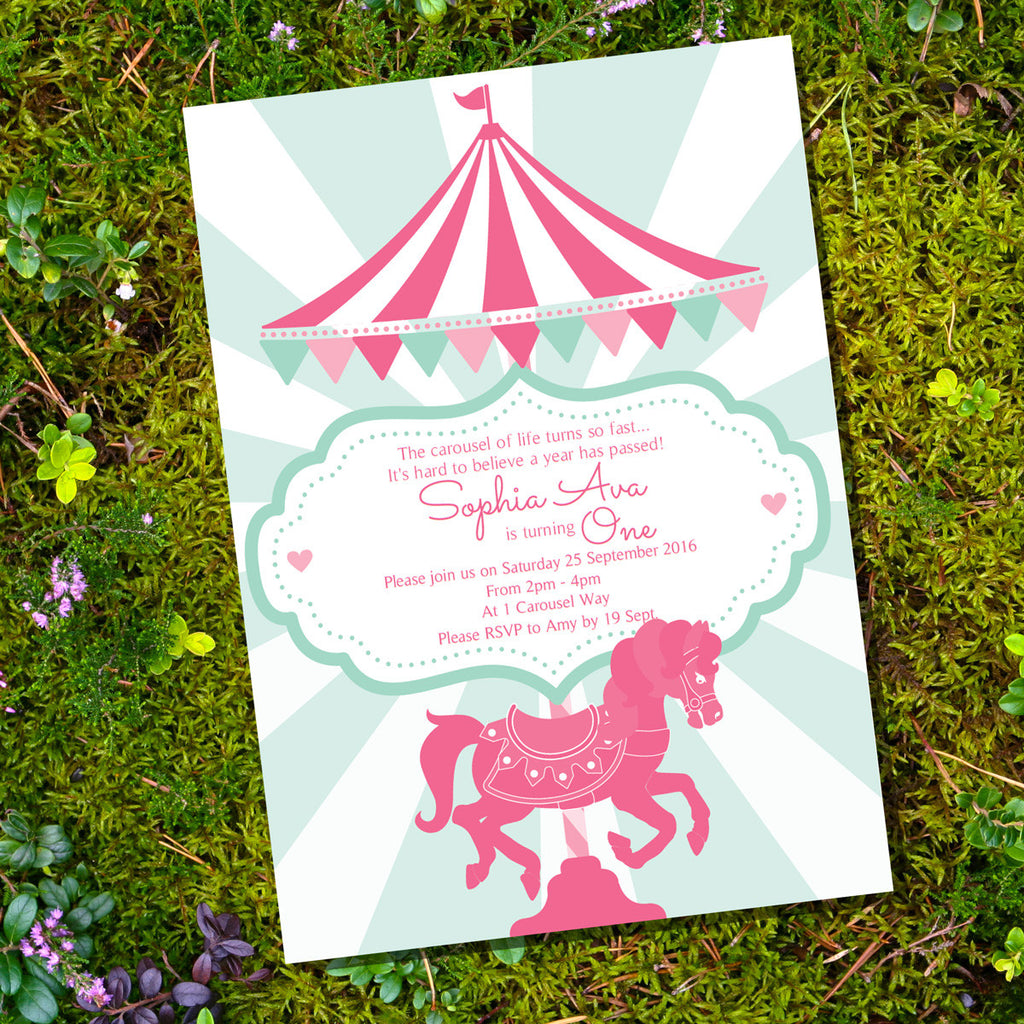 Carousel Birthday Party Invitations For A Girl