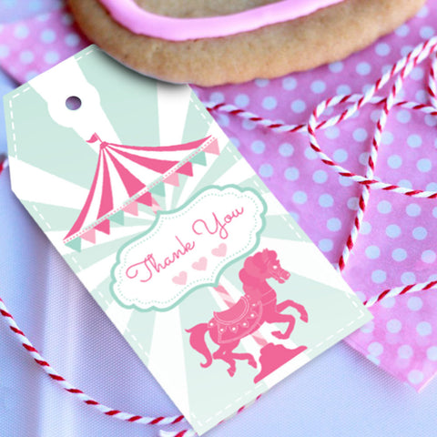 Carousel Birthday Party Favor Tags For A Girl