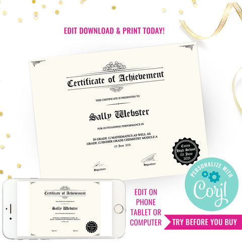 DIY Certificate of Achievement Template