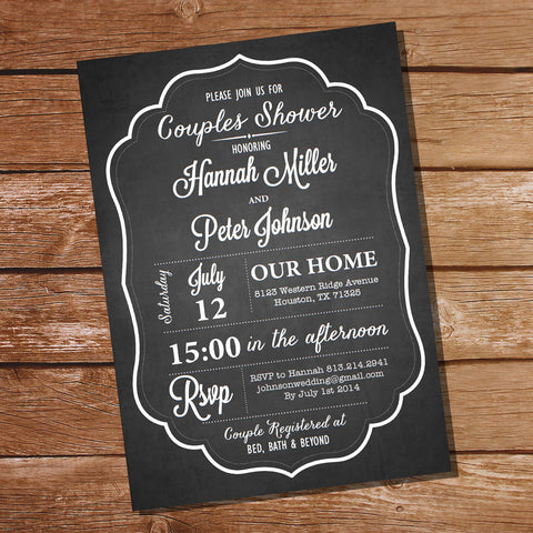 Chalkboard Couples Shower Party Invitation 