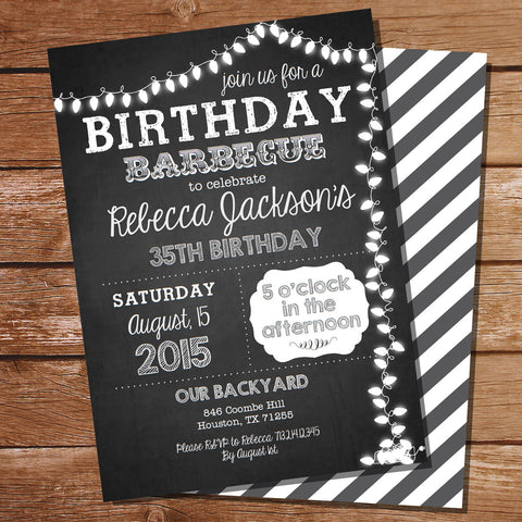 Chalkboard BBQ Birthday Party Invitation