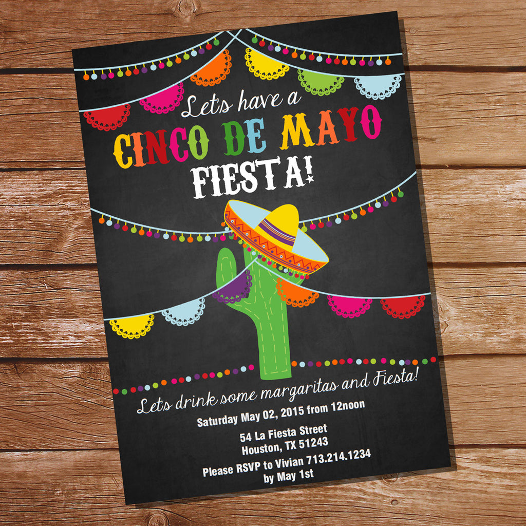 Chalkboard Cinco De Mayo Fiesta Invitation | Mexican Fiesta Invitation