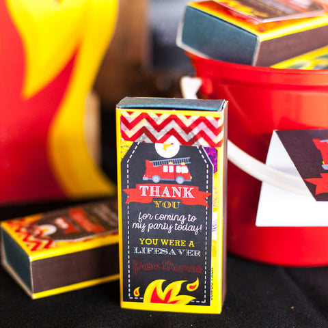 Chalkboard Fireman Party Favor Tags | Firefighter Favors