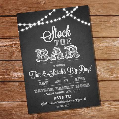 Stock The Bar Chalkboard Couples Shower Invitation