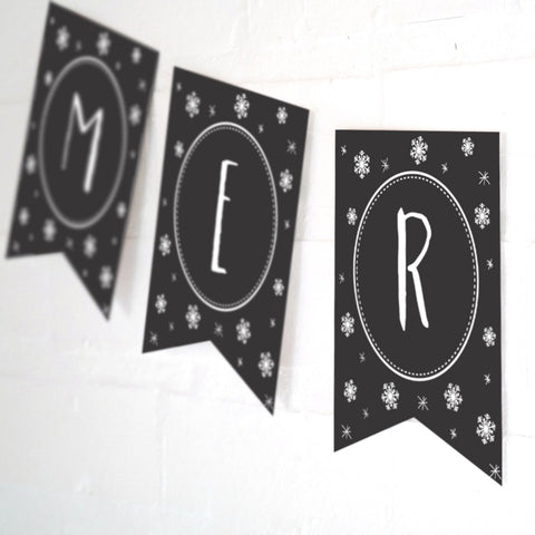 Black and White Snow Christmas Banner