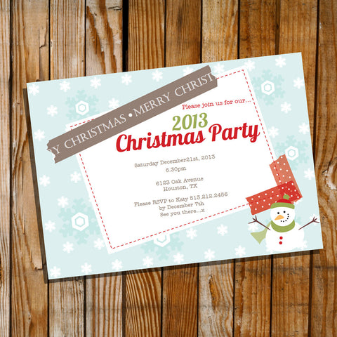 Snowman Christmas Party Invitation