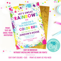 Color Run Party Invitation | Tween Party Invitation