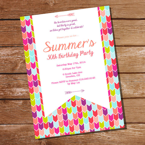 Tribal Aztec Chevron Birthday Party Invitation