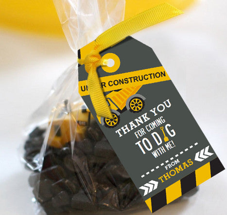 Come Dig With Me Favor Tags Construction Party Thank-you Labels