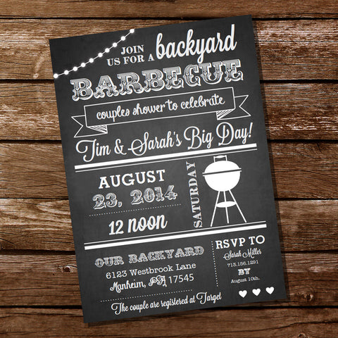 Chalkboard Couples Shower BBQ Party Invitation