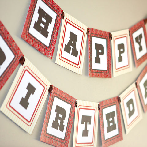 Cowboy Party Happy Birthday Banner
