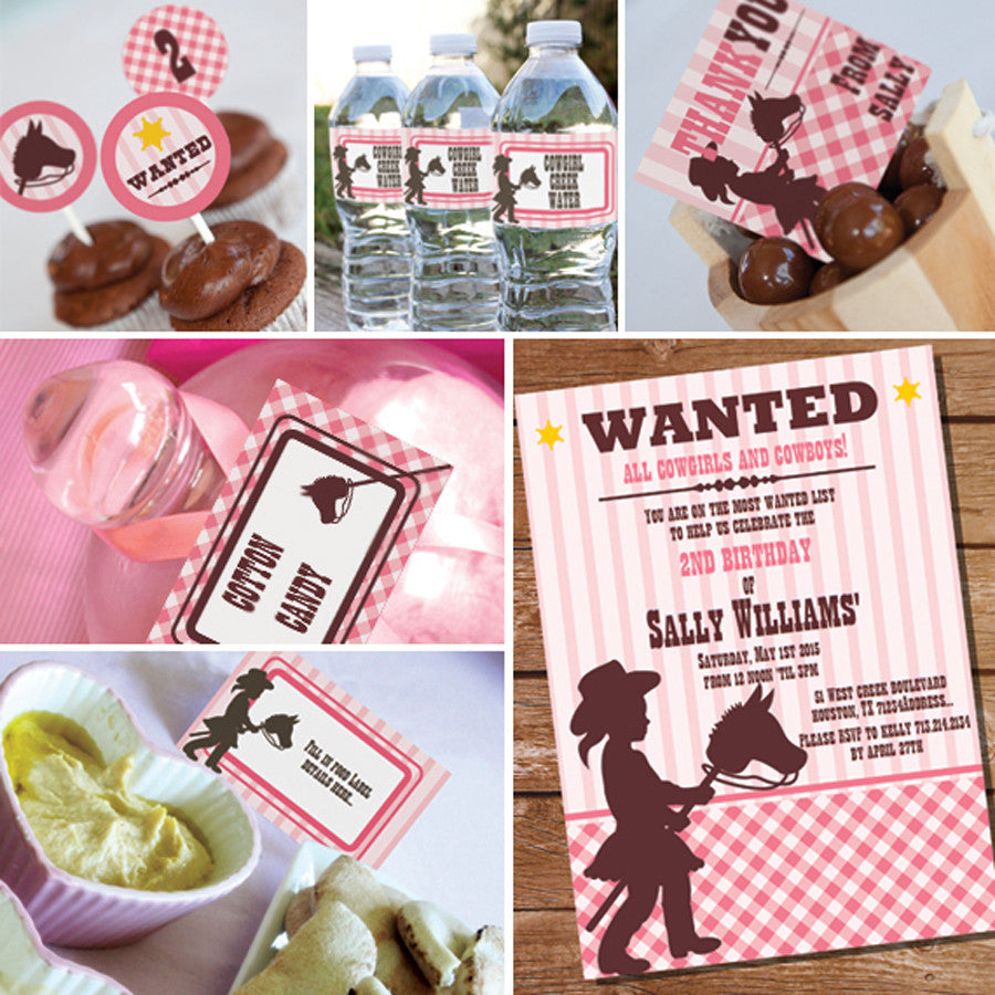 Cowgirl Birthday Party Decorations | Pink Gingham Cowgirl Party