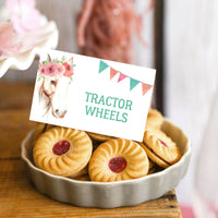 Cowgirl Birthday Party Food Label Tent Cards