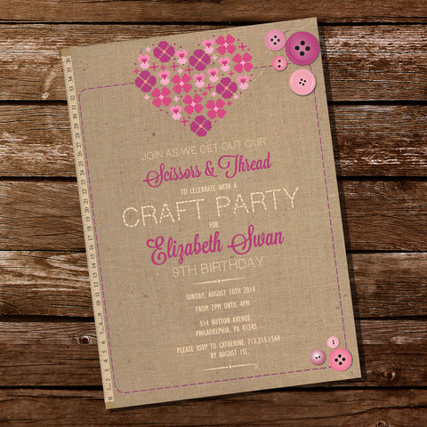 Craft Party Invitation for a Girl | Crafting Party | DIY Party