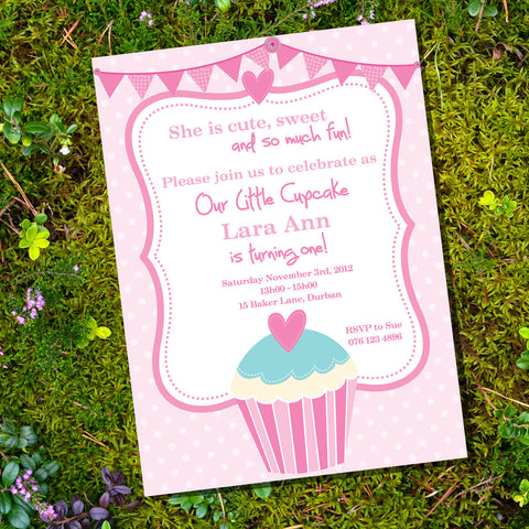 Little Cupcake Birthday Party Invitation