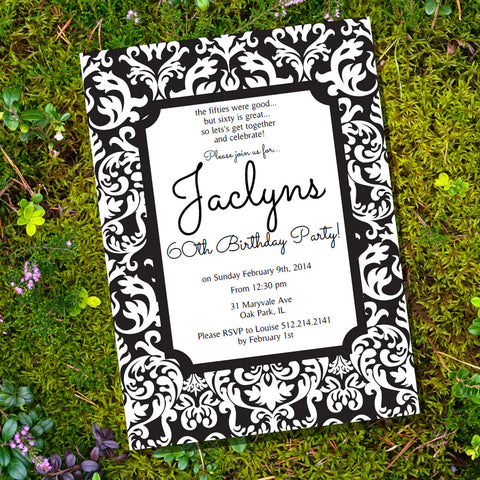 Black and White Damask Invitation