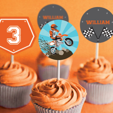 Dirt Bike Party Cupcake Toppers | Motocross Toppers