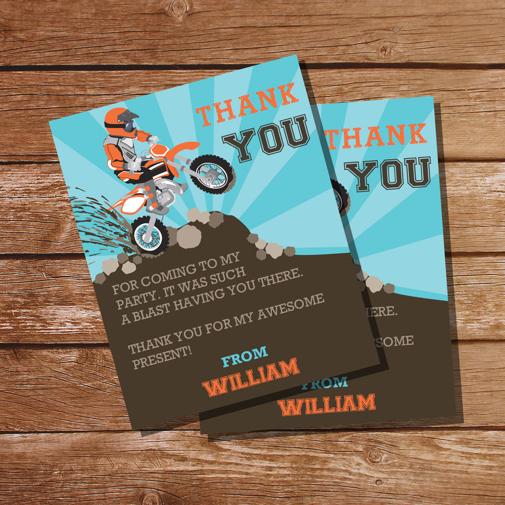 Dirt Bike Party Thank You Cards | Motocross Thank-you Notes