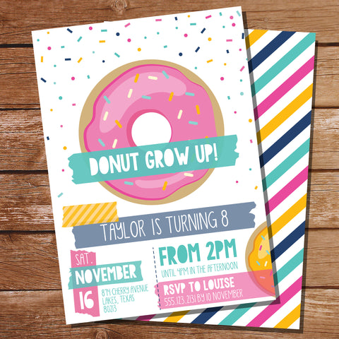 Donut Party Invitation | Donut Grow up