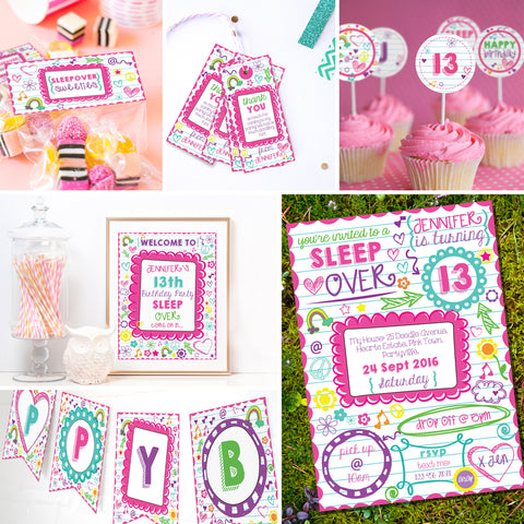 Sleepover Doodle Party Set | Tween Party | Slumber Party