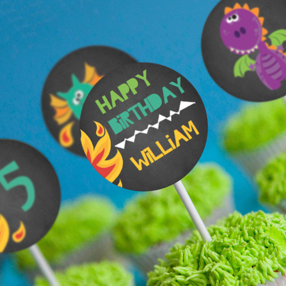 Dragon Party Cupcake Toppers